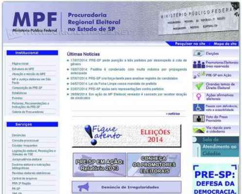 Na imagem, site da Procuradoria Regional Eleitoral que acompanha o andamento das ações de impugnação