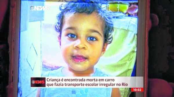 Gabriel Martins Alves de Oliveira, 2, morreu na sexta-feira (12) ao ser esquecido no carro (Imagem: Reprodução Globo News)