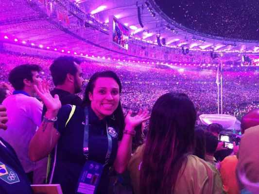 Carmen registrou presença na cerimônia de abertura dos Jogos Olímpicos