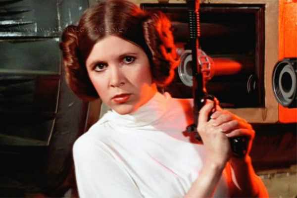Carrie caracterizada como a Princesa Leia