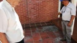 Local dentro da residência onde o balão caiu