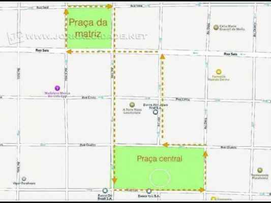 Mapa do itinerário do protesto em Rio Claro, que terá início às 9h30 no Jardim Público