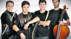 Os músicos Celso Lazzarini (Flauta), Jonathan Faganello (Harpa), Edson Tamiazo (Bateria) e Pedro Bortolin (Violoncelo) apresentam os clássicos do rock em evento no Rio de Janeiro
