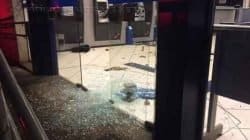 Bandidos destruíram porta de vidro da agência bancária