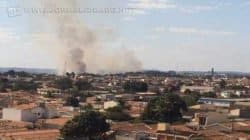 A fumaça da queimada foi vista em vários bairros da região norte