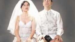 Os atores Claudia Ventura e Alexandre Dantas em cena no espetáculo “Amor Confesso”