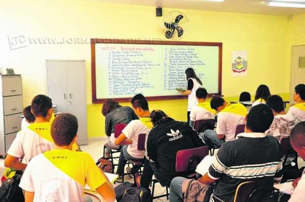 Adolescentes assistem a aula de curso pré-profissionalizante oferecido pela Guarda Mirim de Rio Claro