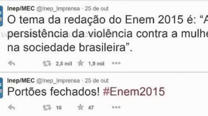 Inep divulgou, minutos depois do fechamento dos portões, tema da redação do Enem 2015
