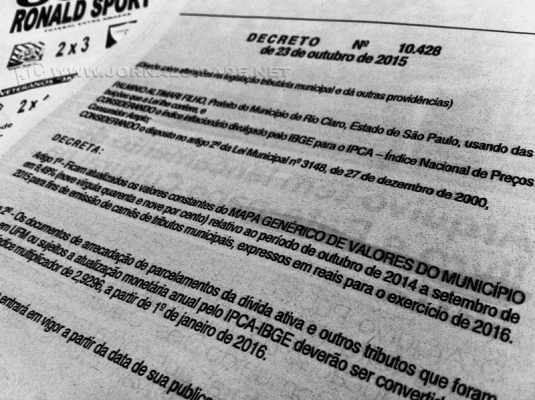 Decreto 10.428 foi assinado no dia 23 de outubro e publicado no Diário Oficial do Município no dia 31 do mesmo mês