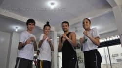 Os taekwondistas Guilherme, Talisca, Peter e Talita, em treino da equipe, em Rio Claro