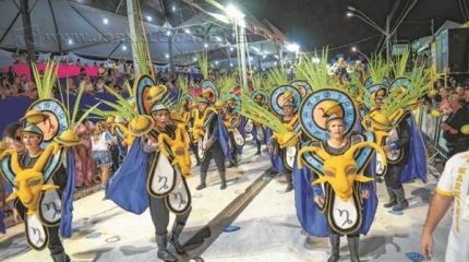 Escola de Samba “A Casamba” durante desfile no Carnaval 2015, na Avenida do Samba, em Rio Claro. Este ano, a instituição faz um carnaval baseado nos seus 40 anos de história e tradição