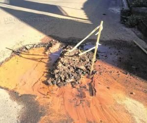 Buraco na esquina da Avenida 18 com a rua 27 preocupa muito
