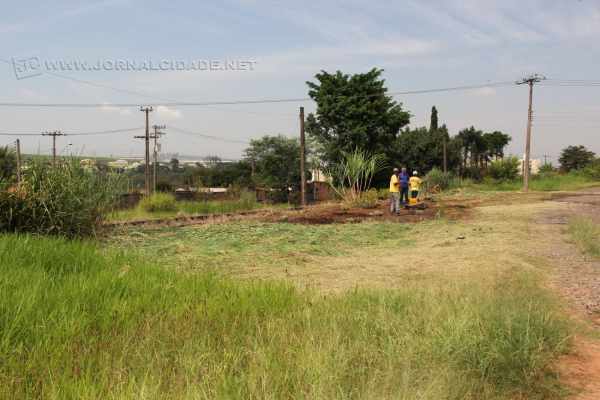 Trecho da Rua Marginal, no Jardim Santo Antônio, está sendo limpo pela própria população. Matagal tem que ser cortado à mão e moradores pagaram serviço com dinheiro do próprio bolso