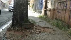 Calçada esburacada na Rua 4, região central de Rio Claro. O proprietário tem obrigação de construir e manter o calçamento em ordem