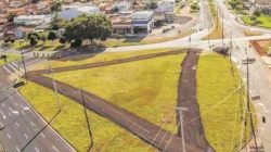 Vista aérea da rotatória da Avenida 80-A, no São Miguel