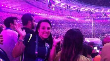 Carmen registrou presença na cerimônia de abertura dos Jogos Olímpicos