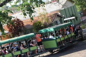 Para crianças e adultos, o divertido passeio de trenzinho
