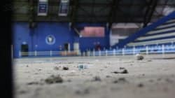 EXTINÇÃO: aos poucos, o Felipão vai perdendo a estrutura de que dispunha nos certames em que marcava presença; desta vez, levaram apenas o contador e as cestas, porém a quadra também deve ser retirada