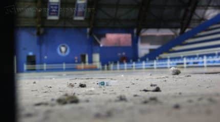 EXTINÇÃO: aos poucos, o Felipão vai perdendo a estrutura de que dispunha nos certames em que marcava presença; desta vez, levaram apenas o contador e as cestas, porém a quadra também deve ser retirada