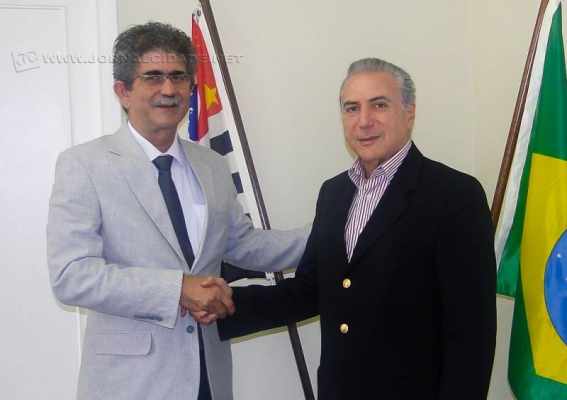 Ex-prefeito de Rio Claro Du Altimari (PMDB) ao lado do presidente Michel Temer (PMDB)