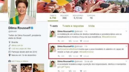 A ex-presidente Dilma Rousseff fez comentários sobre as paralisações de várias categorias e protestos em diversas cidades do País. (Foto: Reprodução Twitter)