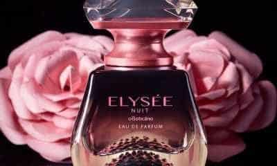 Eau de parfum Elysée Nuit combina rosas damascenas, colhidas em seu momento de maior beleza e perfumação, com o adocicado dos macarrons