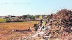 No ecoponto do São Miguel, grande quantidade de lixo depositada ao lado de área verde