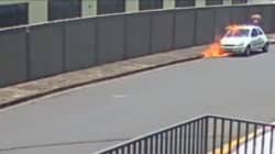 Câmeras flagram homem ateando fogo em carro no Jardim Claret em Rio Claro.