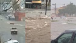 Moradores registraram alagamento na Avenida Visconde do Rio Claro