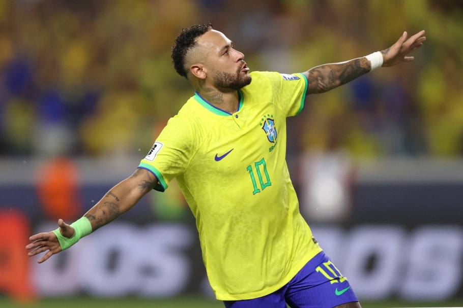 Neymar marcou duas vezes e se tornou o maior artilheiro da Seleção Brasileira (Créditos: Vitor Silva/CBF)