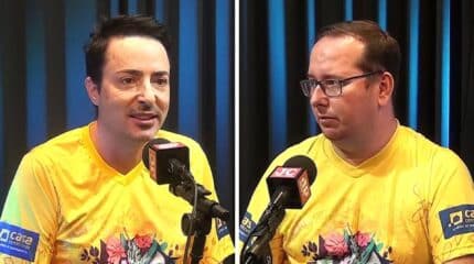 Leonardo Corochel, presidente da Escola de Samba A Casamba, e Eduardo Lotumolo Jr., diretor-geral, concederam entrevista ao Jornal da Manhã