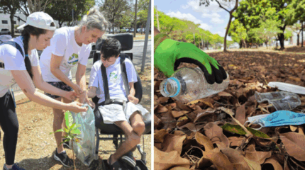 Foto 1: “Juntos Para um Melhor Planeta”; Foto 2: “O Plástico em Contraste com o Verde”