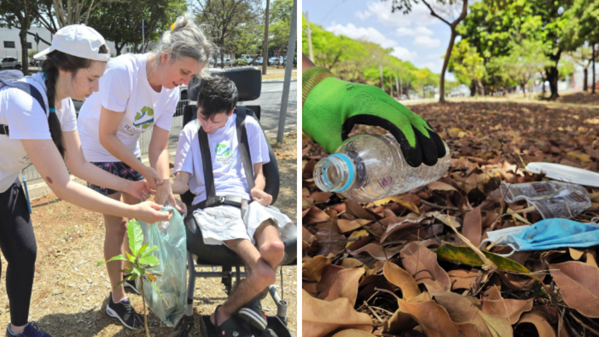 Foto 1: “Juntos Para um Melhor Planeta”; Foto 2: “O Plástico em Contraste com o Verde”