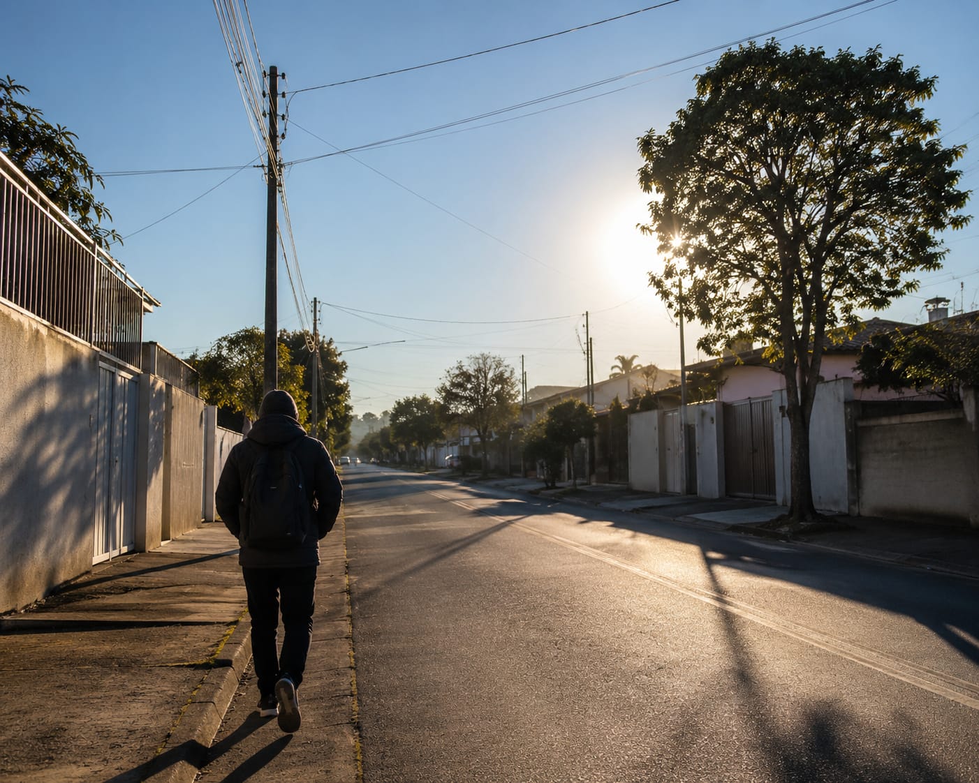 Frio em Rio Claro; céu azul; inverno; ensolarado